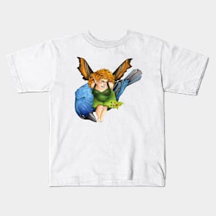 Indigo Bunting and Faerie Kids T-Shirt